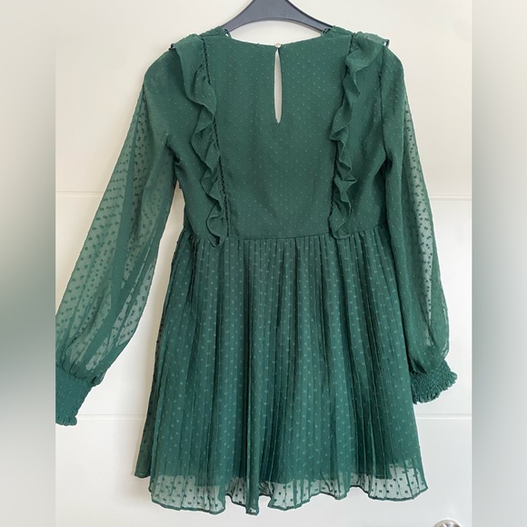 Zara TRF Green Ruffle Dot Mini Dress - Picture 3 of 5